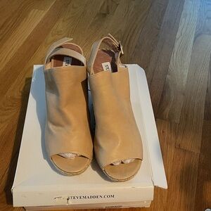 Steve Madden Women's Cream Peep-Toe Mules